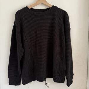 Simply Vera Pullover Stretchy Ribbed Sweater 3/4 Sleeve Black Warm Cozy Cabin XL